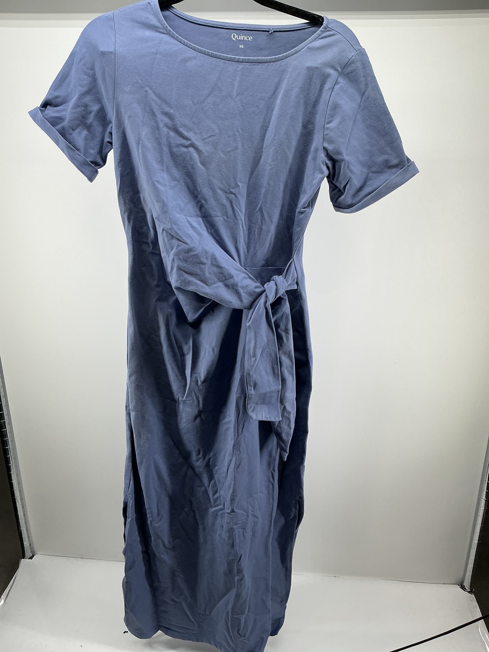 Stretch Cotton Jersey Side Tie Midi Dress